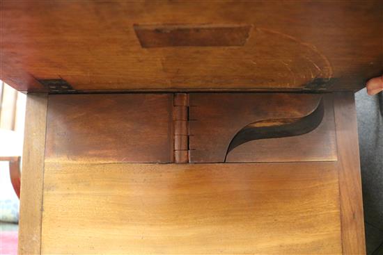 A Regency mahogany drop-flap work table, ebony line-inlaid, W.52cm